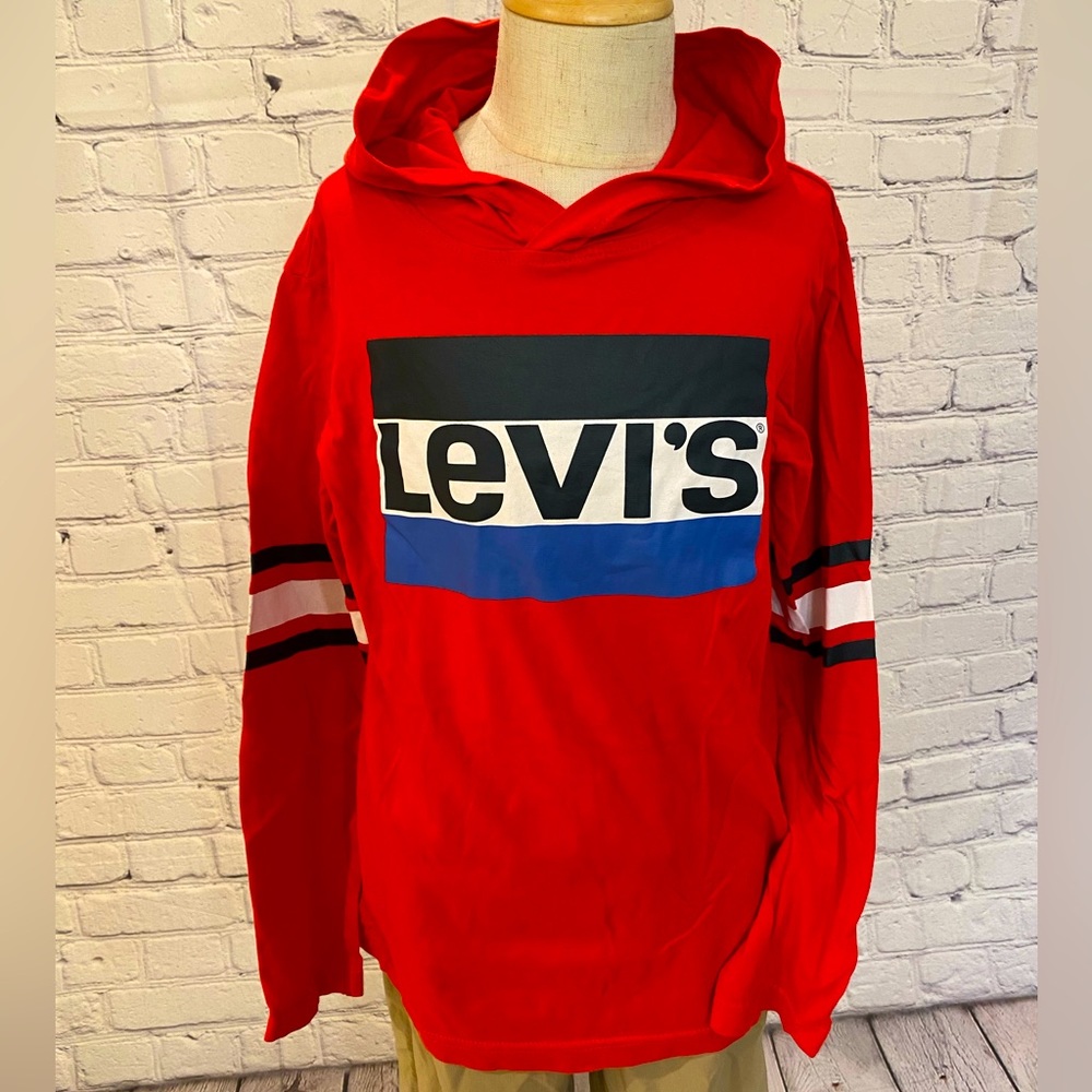 Levi’s M(10-12) Boys Red Long-Sleeved Hooded T-Shirt